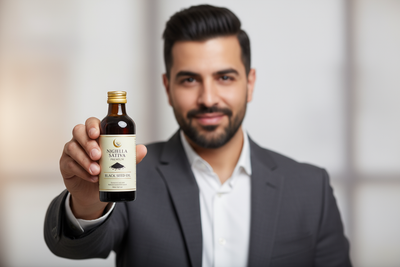 Man Holding Black Seed Oil