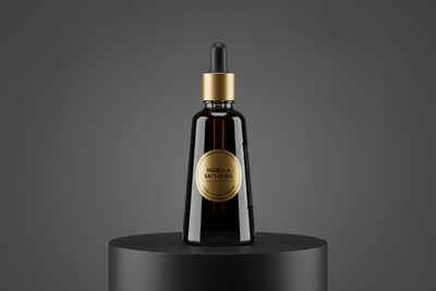 Black Seed Oil In Black Glass